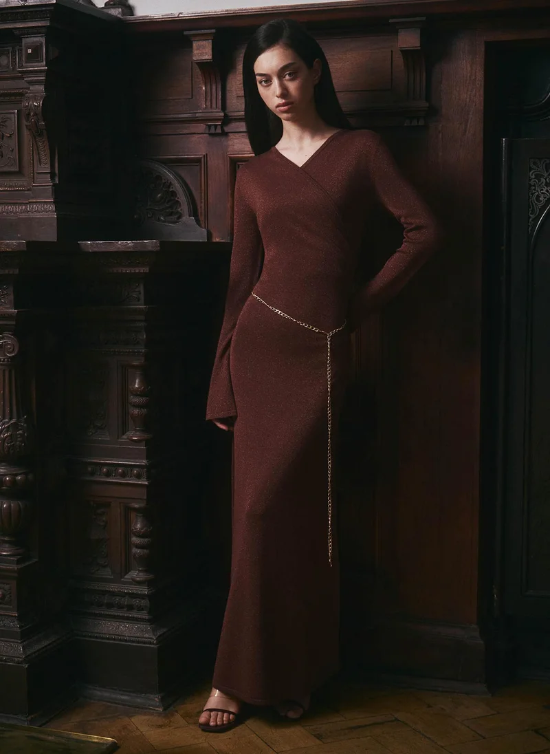 Lichi Maxi viscose dress with a wrap imitation